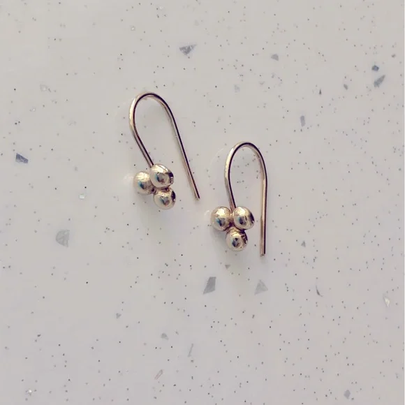 Etsy Efrat dot 14k white gold earrings,bat mitzvah gift, gold drop earrings - Picture 2 of 7